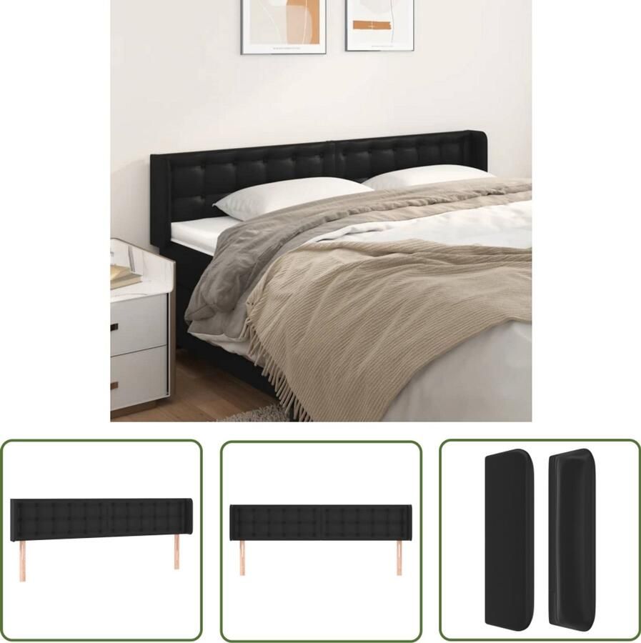 VidaXL Hoofdbord Kunstleer 203x16x78 88 cm Zwart Hoofd Bord Hoofdeinde Beddecoratie Slaapkamers Zwarte Meubels Lederlook Modern Interieur Comfortabel