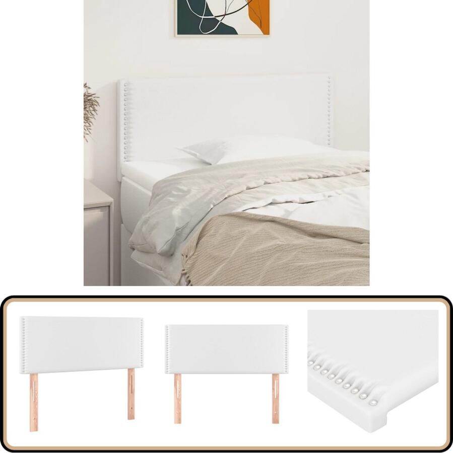 VidaXL Hoofdbord Kunstleer 90x5x78 88 cm Wit Hoofd Bord Slaap Kamer Bed Frame Hoofdborden Klassiek Hoofdbord Leder Look Kunstleder Comfortabel Hoofdbord