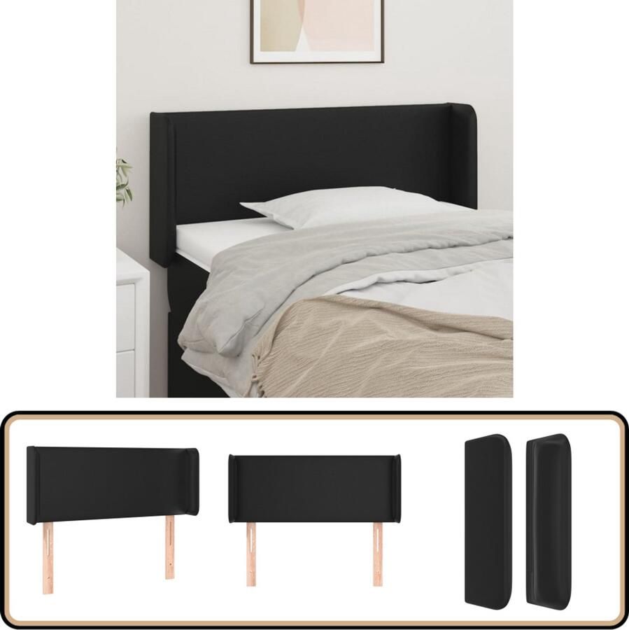 VidaXL Hoofdbord Kunstleer 93x16x78 88 cm Zwart Hoofd Bord Hoofdkussen Beddecoratie Slaap Accessoires Kunstleder Zwart Stapelbed