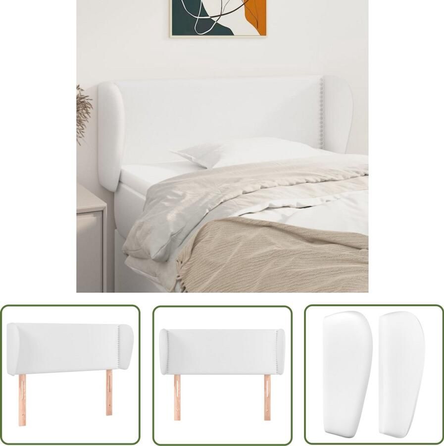 VidaXL Hoofdbord Kunstleer 93x23x78 88 cm Wit Hoofd Bord Hoofdkussen Beddecoratie Slaapkamers Slaapkamer Accessoires Kunstleder Wit