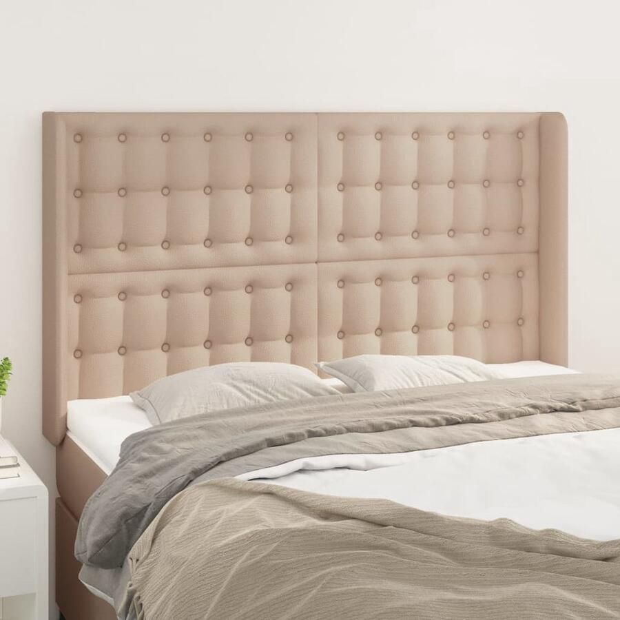 VidaXL Hoofdbord Kunstleer Cappuccino 147x118 cm Hoofd Bord Hoofdeinde Kapstok Bedkamer Accessoires Bruine Meubels