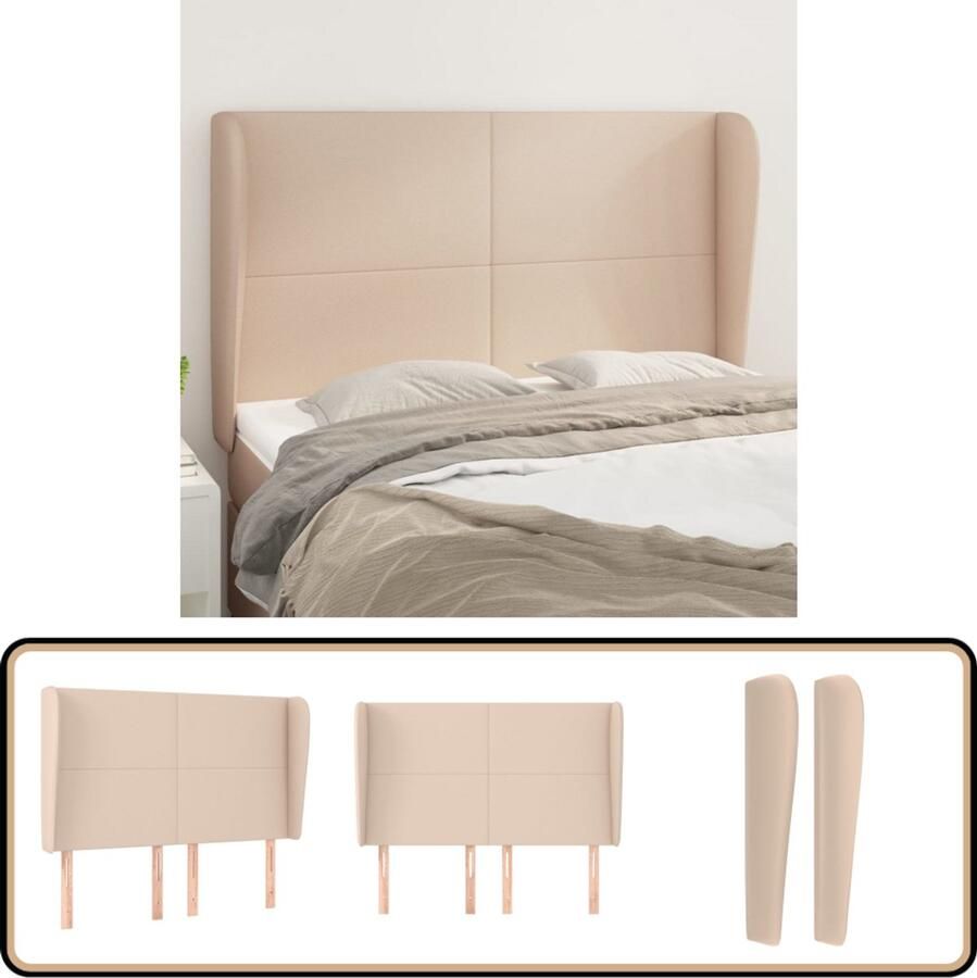 VidaXL Hoofdbord met randen 147x23x118 128cm kunstleer cappuccinokleur