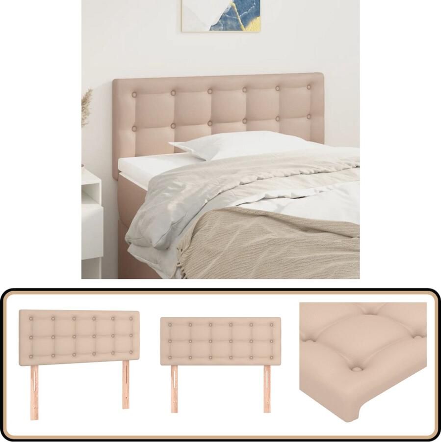 The Living Store Hoofdbord Classic Cappuccino 80 x 5 x 78 88 cm Duurzaam kunstleer Verstelbare hoogte Stevige houten poten Hoofd Bord Hoofdkussen Beddecoratie Kapstok Bedroom Decor