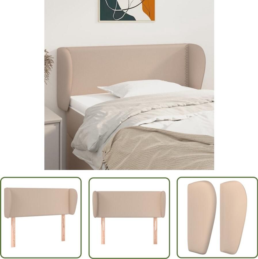 VidaXL Hoofdbord Kunstleer Cappuccino 83x23x78 88 cm Hoofdboard Kapstok Bedstee Bedroom Decoratie Klassiek Design Bruine Meubels Lederlook Kunstleder