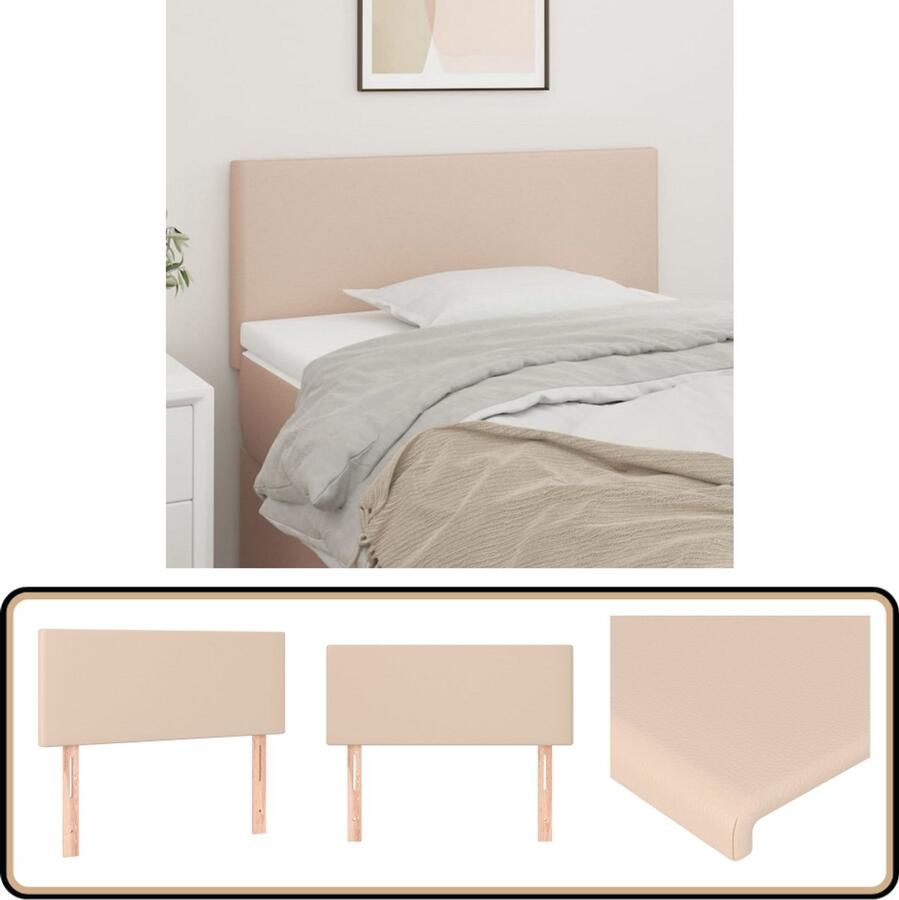 The Living Store Hoofdbord Cappuccino Kunstleer Verstelbare Hoogte Stevige Poten 90x5x78 88cm Hoofd Bord Kapstok Slaap Kamer Bed Frame Bruine Meubels