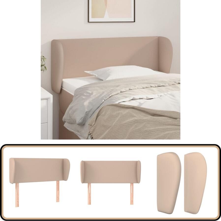 VidaXL Hoofdbord Kunstleer Cappuccino 103x23x88 cm Hoofd Bord Hoofdbord Beddecoratie Kapstok Leeshoek Bedroom Decor Bruine Kamer