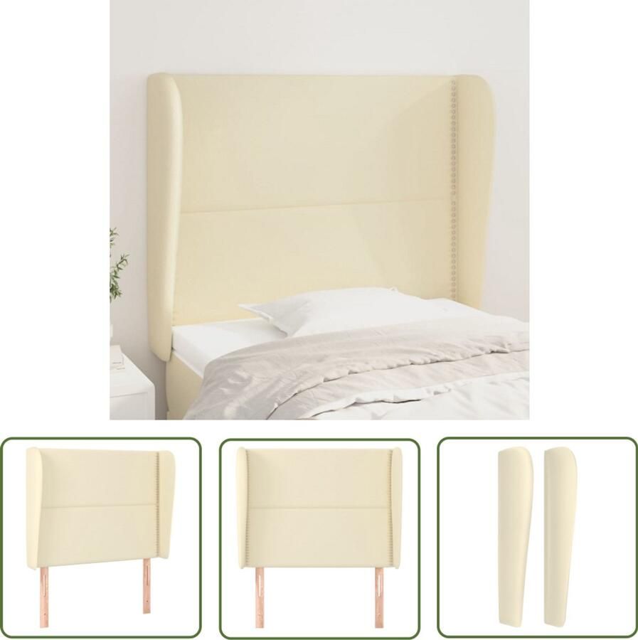VidaXL Hoofdbord Kunstleer Crème 83x23x118 128 cm Hoofd Bord Hoofdborden Bed Accessoires Slaapkamers Creme Kleur Kunstleder Comfortabel