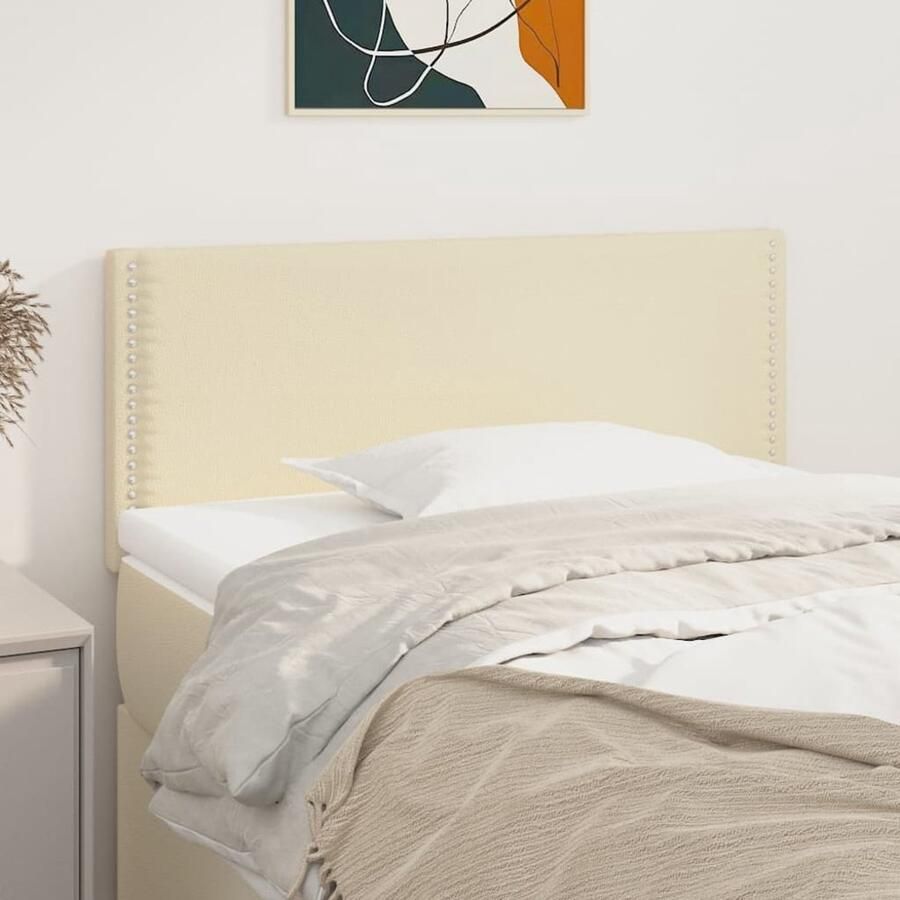 VidaXL Hoofdbord Kunstleer crèmekleurig 90x5x78 88 cm Hoofd Bord Bedhoofdbord Hoofdkussen Sierkussens Bedroom Decor Slaapkamerdecor Crème Kleur Lederlook Art Deco - Foto 2