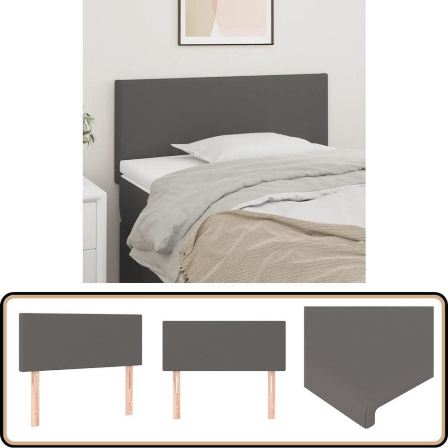VidaXL Hoofdbord 100x5x78 88 cm Kunstleer Grijs Hoofd Bord Hoofdkussen Beddecoratie Slaap Accessoires Kunstleder Grijze Kamer Modern Interieur
