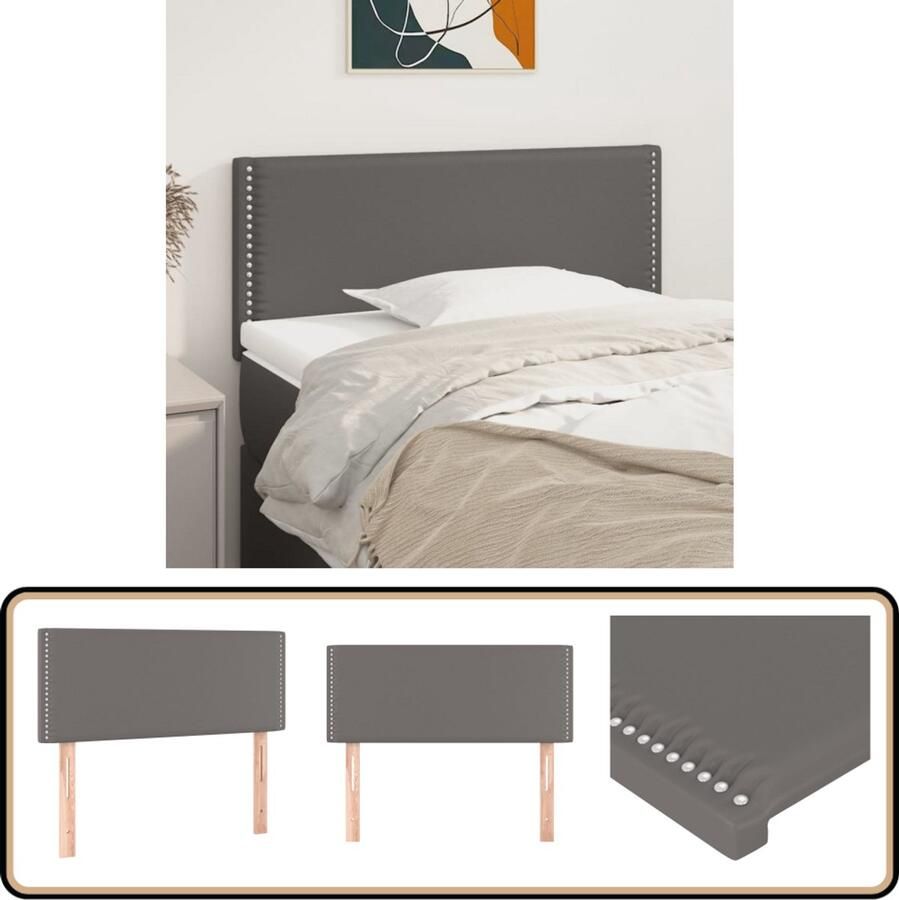 VidaXL Hoofdbord Kunstleer Grijs 80x5x78 88 cm Hoofd Bord Hoofdkussen Beddecoratie Slaapkamers Interieurdesign