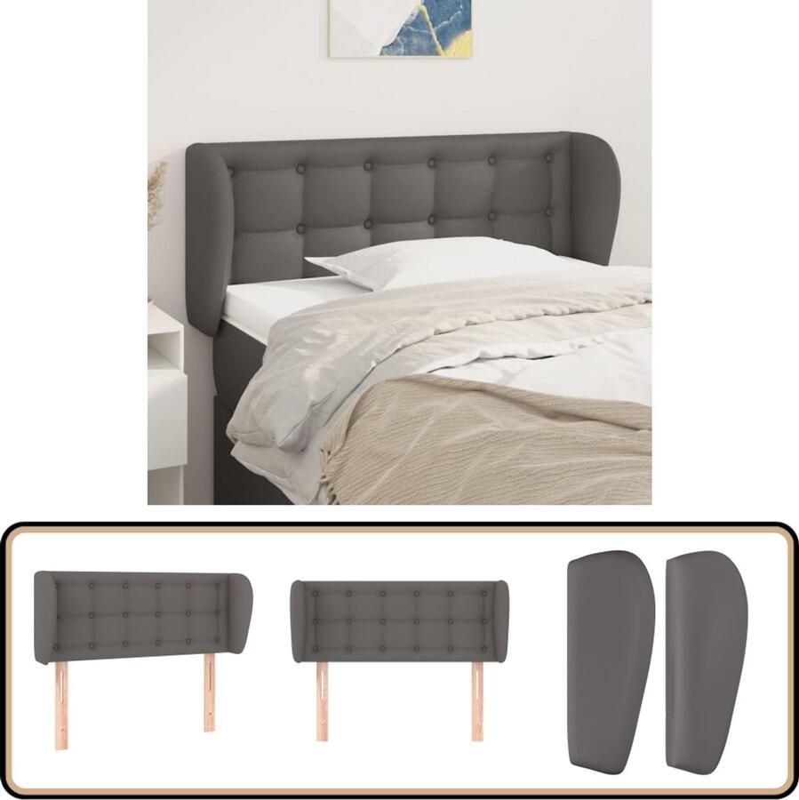 VidaXL Hoofdbord Kunstleer Grijs 83x23x78 88 cm Hoofd Bord Hoofdkussen Bed Accessoires Klassiek Hoofdbord Grijze Hoofdbord
