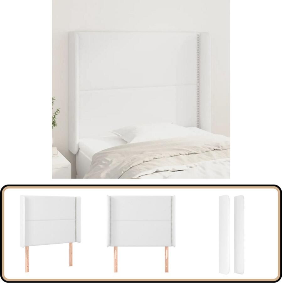 VidaXL Hoofdbord Kunstleer Wit 103x118 128 cm Hoofd Bord Hoofdborden Bed Accessoires Slaapkamers Witte Meubels Kunstleder