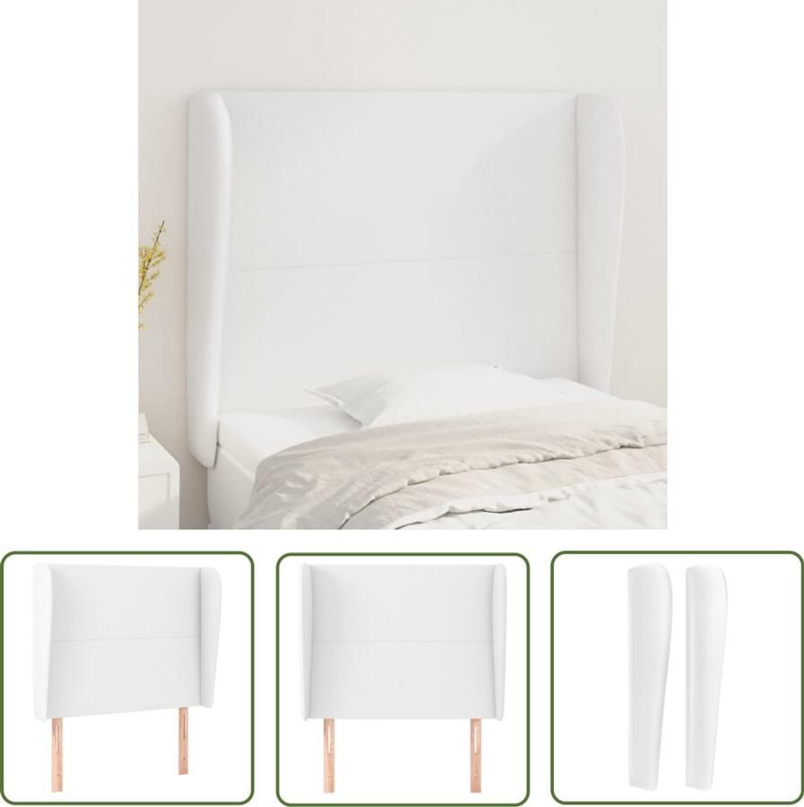 VidaXL Hoofdbord Kunstleer Wit 103x23x118 128 cm Hoofd Bord Hoofdeinde Beddecoratie Kunstleder Wit