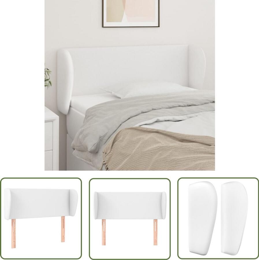 VidaXL Hoofdbord Kunstleer Wit 103x23x78 88 cm Hoofdboard Hoofdkussen Bedstede Slaapkamer Decoratie Klassiek Design Kunstleder Witte Meubels