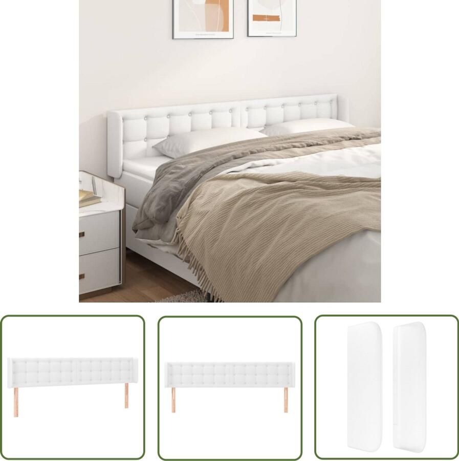 VidaXL Hoofdbord Kunstleer Wit 203x16x78 88 cm Hoofd Bord Hoofdkussen Beddecoratie Lederlook Wit Meubilair Bedroom Decor