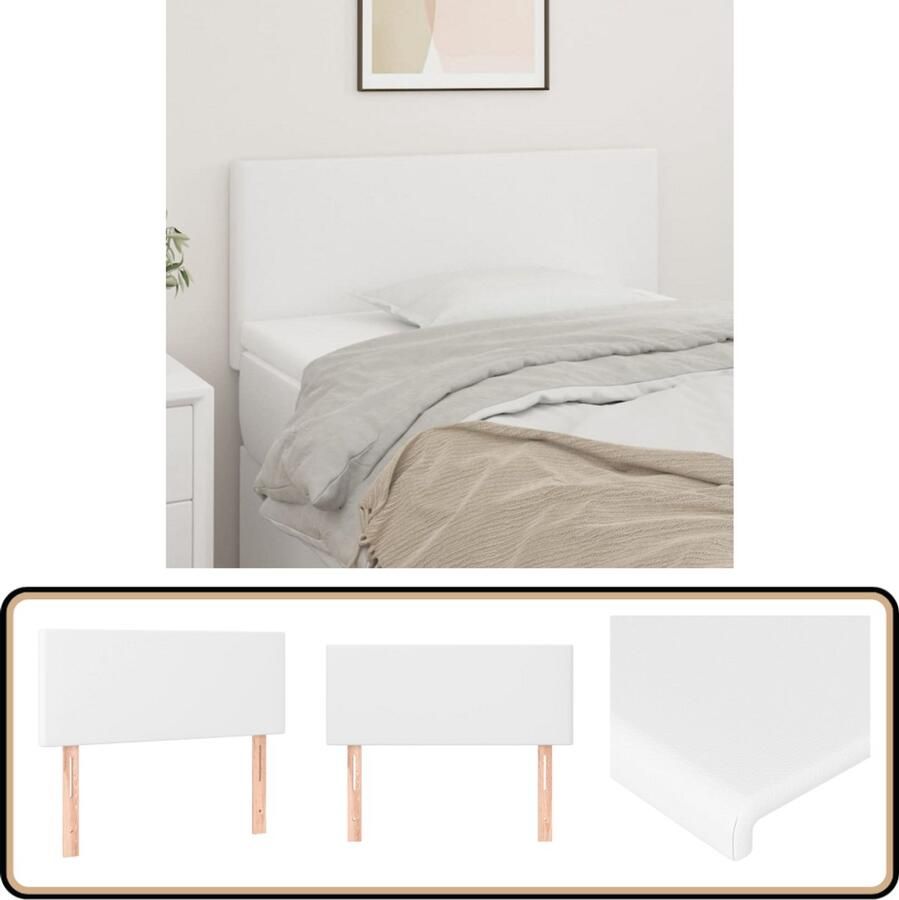 VidaXL Hoofdbord Kunstleer Wit 90x78 88 cm Hoofd Bord Hoofdkussen Beddecoratie Klassiek Hoofdbord Lederlook