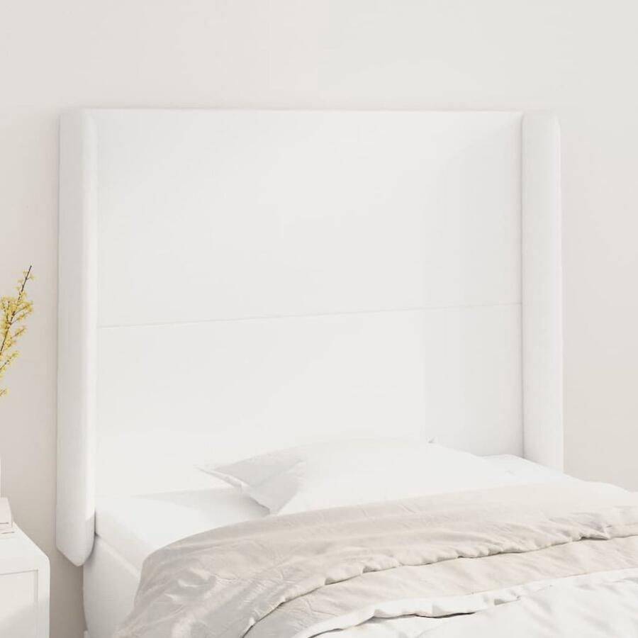 VidaXL Hoofdbord Kunstleer Wit 93x16x118 128 cm Hoofd Bord Hoofdborden Beddecoratie Slaapkamers Klassiek Design Modern Design Witte Meubels Kunstleder Comfortabel - Foto 2