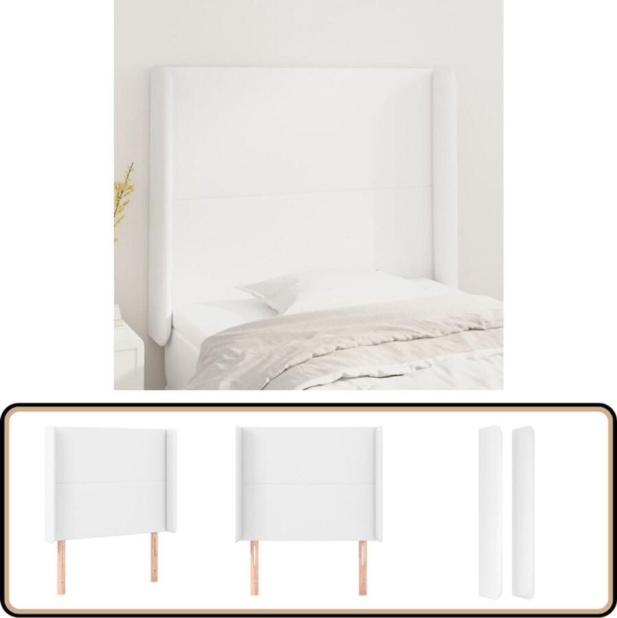 VidaXL Hoofdbord Kunstleer Wit 93x16x118 128 cm Hoofd Bord Hoofdborden Beddecoratie Slaapkamers Klassiek Design Modern Design Witte Meubels Kunstleder Comfortabel
