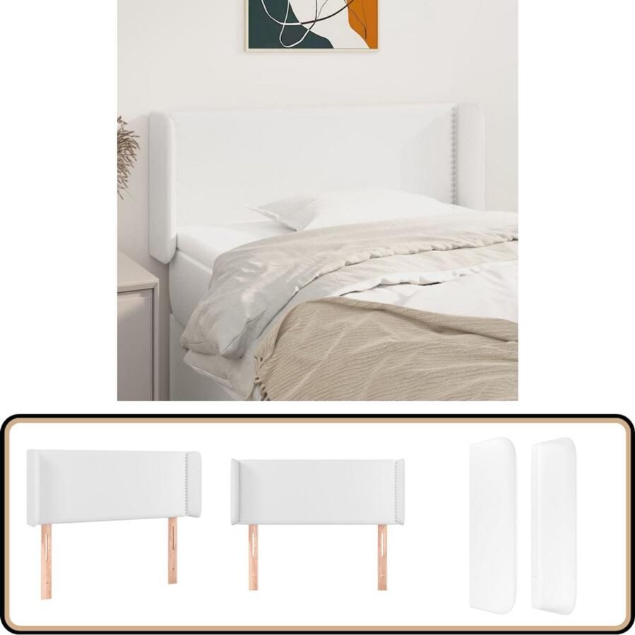 The Living Store Hoofdbord Bedaccessoires Kunstleer Verstelbaar Wit 103 x 16 x 78 88 cm Hoofd Bord Hoofdkussen Beddecoratie Slaapkamers Kunstleder