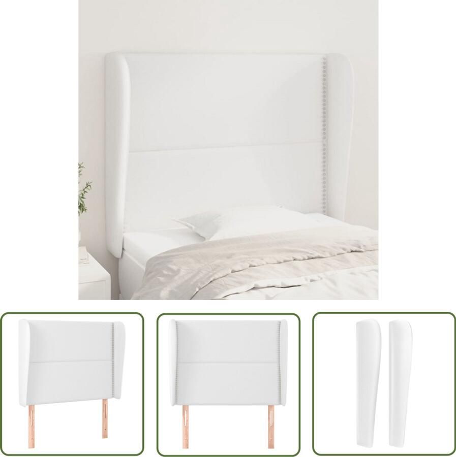 VidaXL Hoofdbord Kunstleer Wit 103x23x118 128 cm Hoofd Bord Hoofdkussen Beddecoratie Slaap Accessoires Kamer Decoratie Witte Meubels Modern Hoofdbord