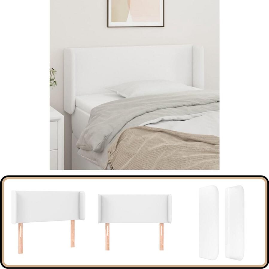 VidaXL Hoofdbord Kunstleer Wit Inclusief Randen Hoofdboard Hoofdeinde Beddecoratie Slaapkamers Kunstleder