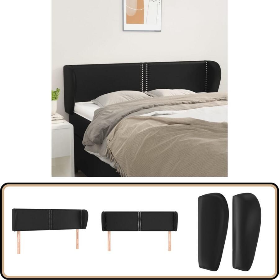 VidaXL Hoofdbord Kunstleer Zwart 147x23x78 88 cm Klassieke Hoofdbord Zwart Kunstleder Hoofdbord Bedhoofd Beddecoratie