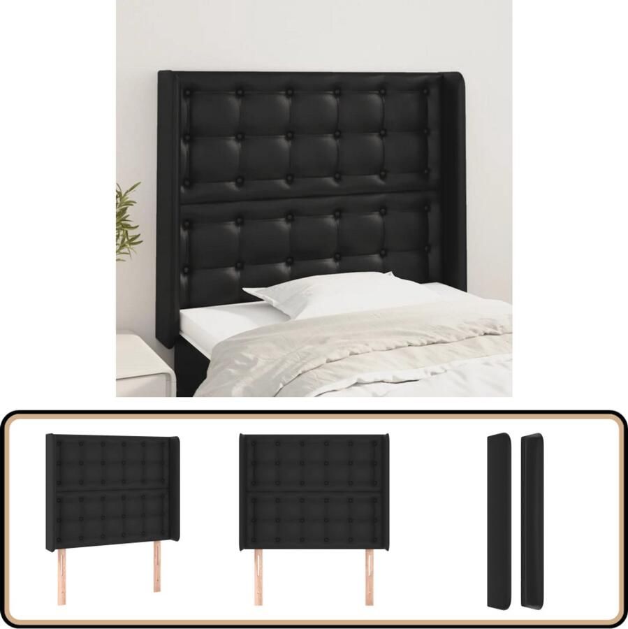 VidaXL Hoofdbord Kunstleer Zwart 83x16x118 128 cm Hoofd Bord Hoofdbord Beddecoratie Slaapkamers Zwarte Meubels Kunstleder Modern Interieur