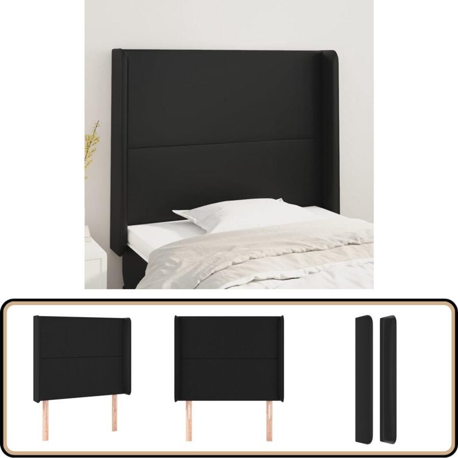 VidaXL Hoofdbord Kunstleer Zwart 83x16x128 cm Hoofd Bord Hoofdbord Bedding Slaap Accessoires Zwarte Meubels Moderne Meubels Minimalistisch Interieur Comfortabel Bed Leeshoek
