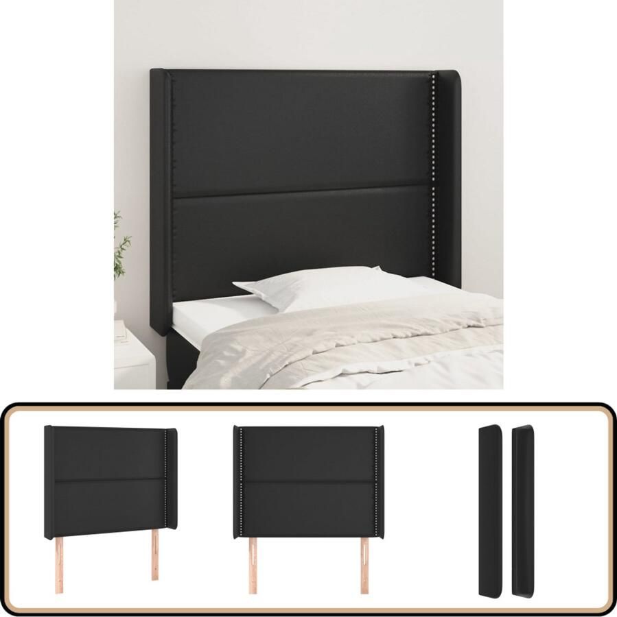 VidaXL Hoofdbord Kunstleer Zwart 93x16x118 128 cm Hoofd Bord Hoofdkussen Klassiek Hoofdbord Zwarte Hoofdbord Kunstleder Hoofdbord Adjustable Hoofdbord Leeshoek Tv Hoek