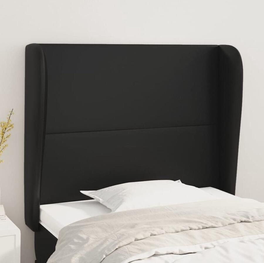 VidaXL Hoofdbord Kunstleer Zwart 93x23x128 cm Hoofd Bord Hoofdkussen Beddecoratie Slaapkamers Slaapcomfort Lederlook Zwarte Meubels - Foto 2