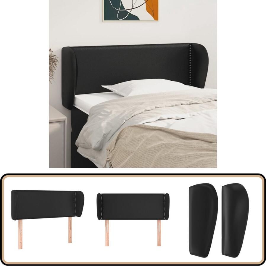 VidaXL Hoofdbord Kunstleer Zwart 93x23x78 88 cm Hoofd Bord Hoofdkussen Beddecoratie Slaap Accessoires Klassiek Hoofdbord