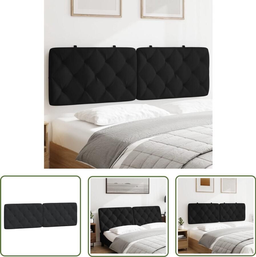 The Living Store Hoofdkussen Bed LED Verlichting Fluweel 162 x 6 x 48 cm Rugondersteuning Hoofd Kussens Hoofdbord Kussen Led Verlichting Velvet Kussen Zwarte Hoofdsteun