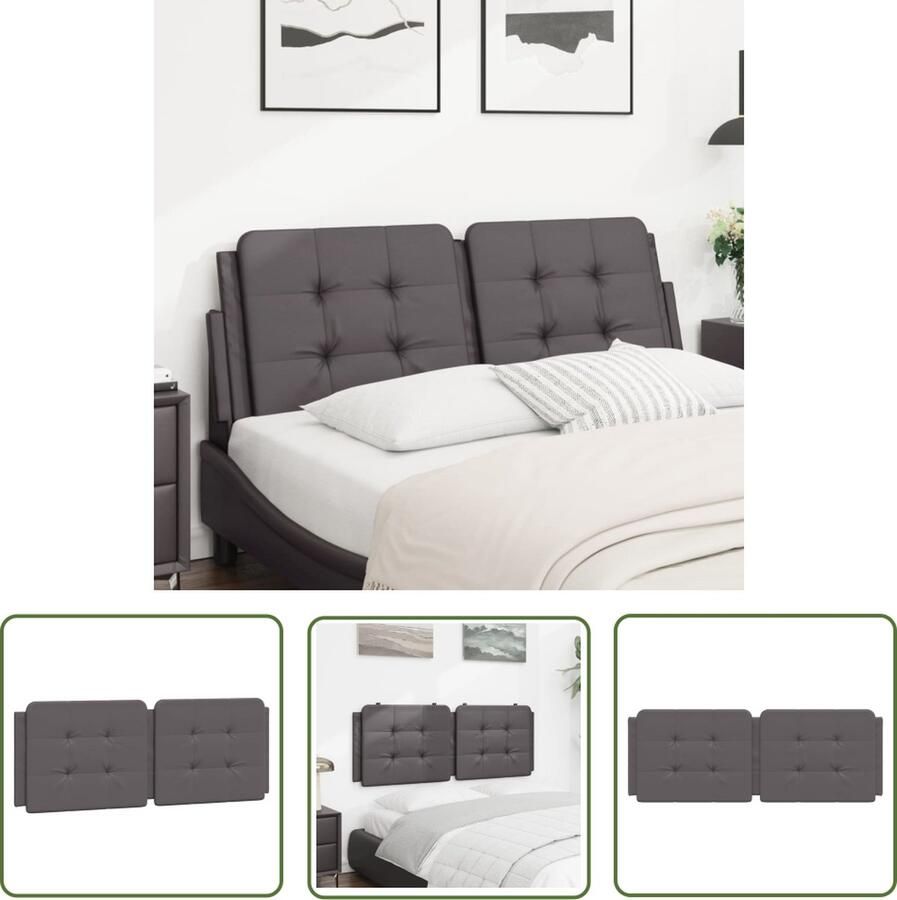 The Living Store Hoofdbordkussen 140 x 48 cm Duurzaam kunstleer Hoofd Kussens Hoofdbord Kussen Kunstleder Hoofdkussen Grijze Hoofdkussen Ergonomisch Hoofdkussen