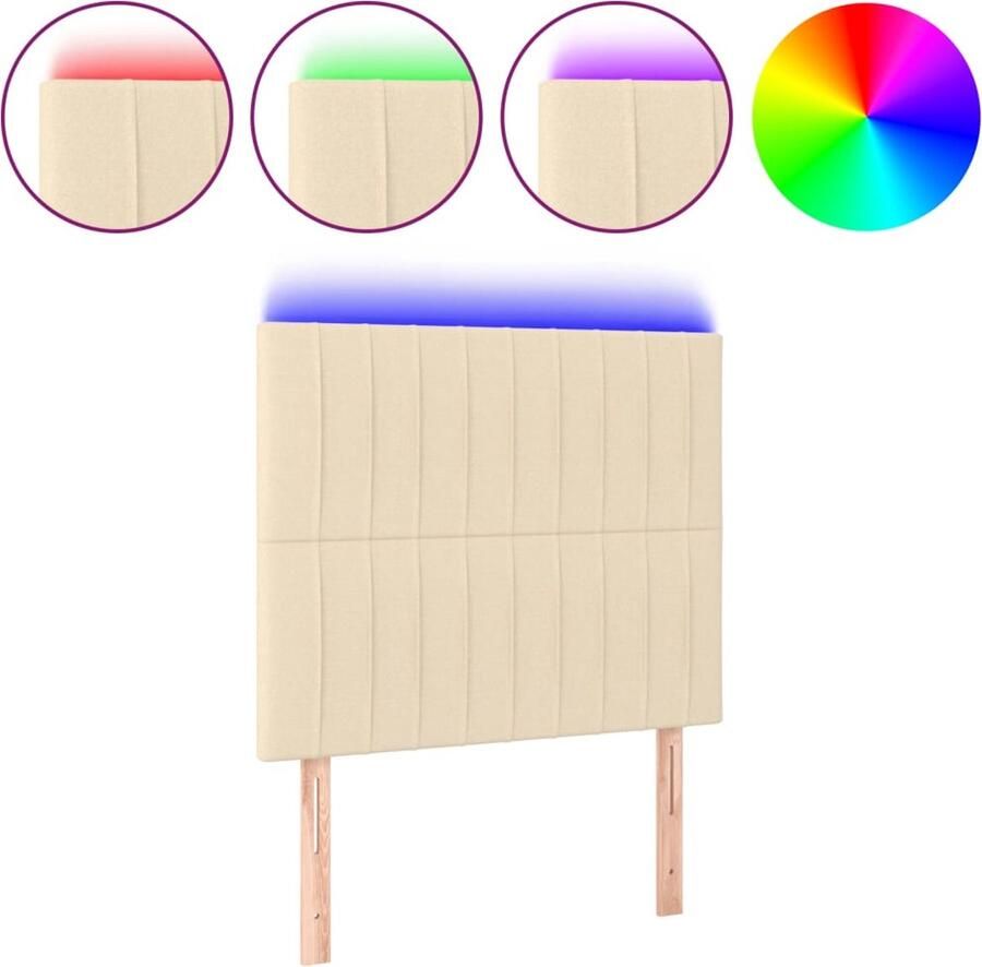 VidaXL Hoofdbord LED 100x5x118 cm crèmekleurig Hoofdboard Led Headboard Crème Hoofdboard Hoofdbord Met Verlichting Slaapkamersdecoratie Comfortabel Hoofdbord - Foto 2