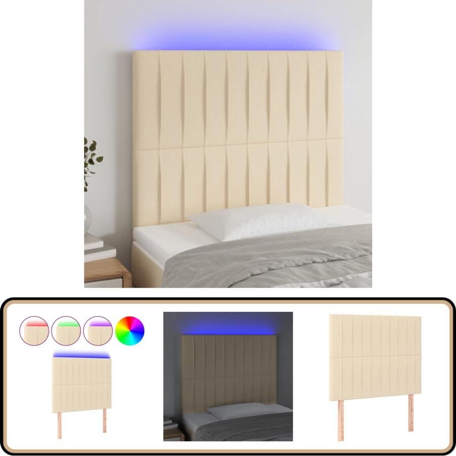 VidaXL Hoofdbord LED 100x5x118 cm crèmekleurig Hoofdboard Led Headboard Crème Hoofdboard Hoofdbord Met Verlichting Slaapkamersdecoratie Comfortabel Hoofdbord