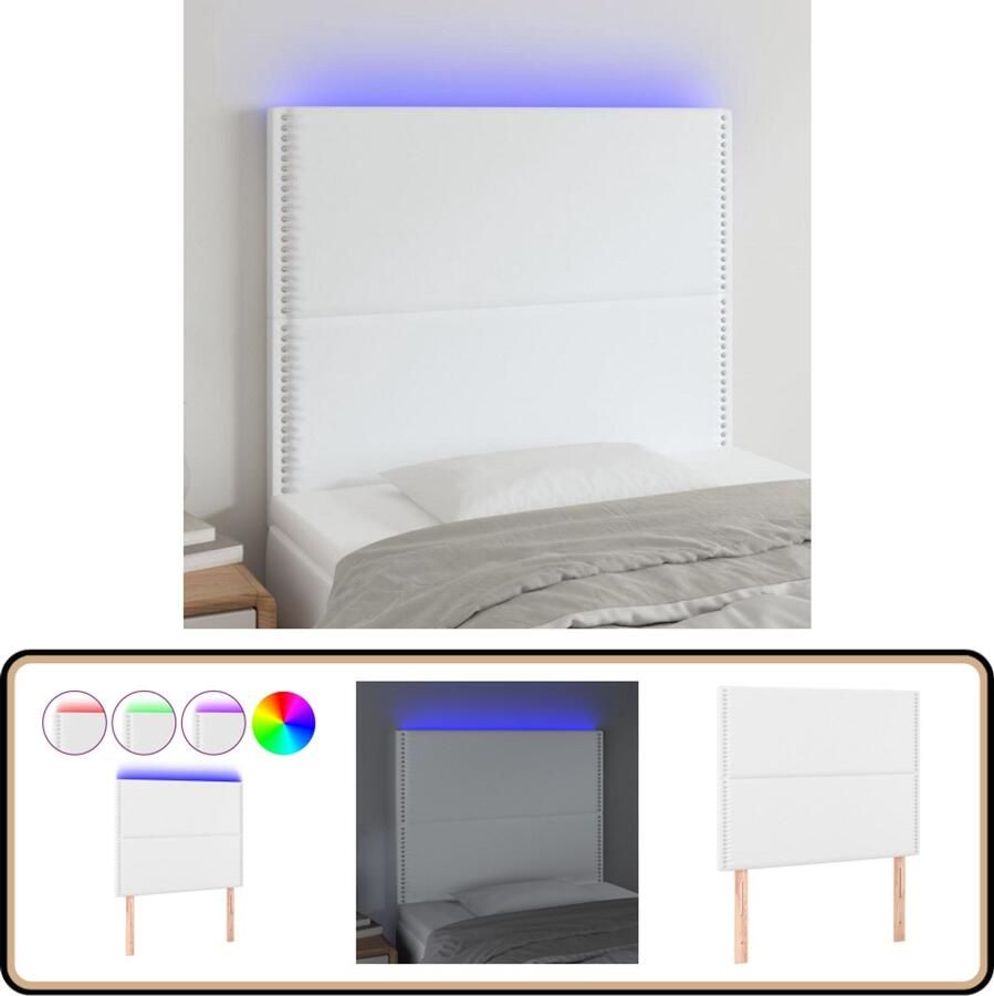 VidaXL Hoofdbord LED 80x5x118 cm Kunstleer Wit Hoofdboard Led Hoofdbord Kunstleder Hoofdbord Met Verlichting Slaapkamers Decoratie