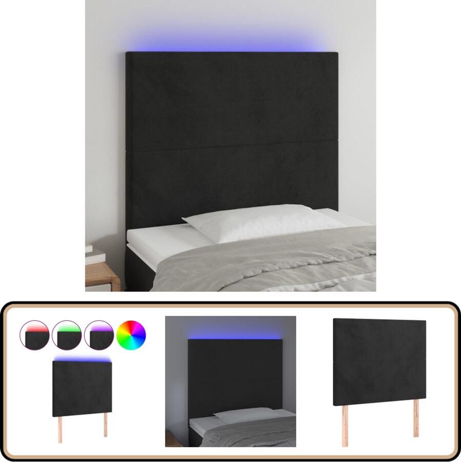 VidaXL Hoofdbord LED 100x5x118 128 cm fluweel zwart