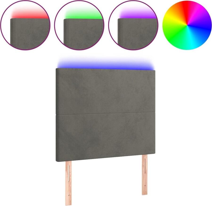 VidaXL Hoofdbord LED 100x5x118 128 cm fluweel donkergrijs