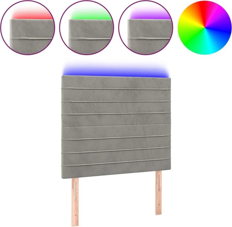 VidaXL Hoofdbord LED Fluweel Lichtgrijs 100x118 cm Hoofdboard Led Hoofdbord Velvet Hoofdbord Grijs Hoofdbord Hoofdkussen Leeshoek Tv Hoek Ergonomisch Hoofdbord - Foto 2