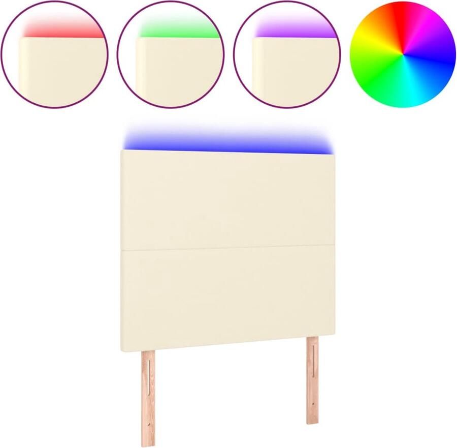 VidaXL Hoofdbord LED 100x5x118 128 cm kunstleer crèmekleurig - Foto 4