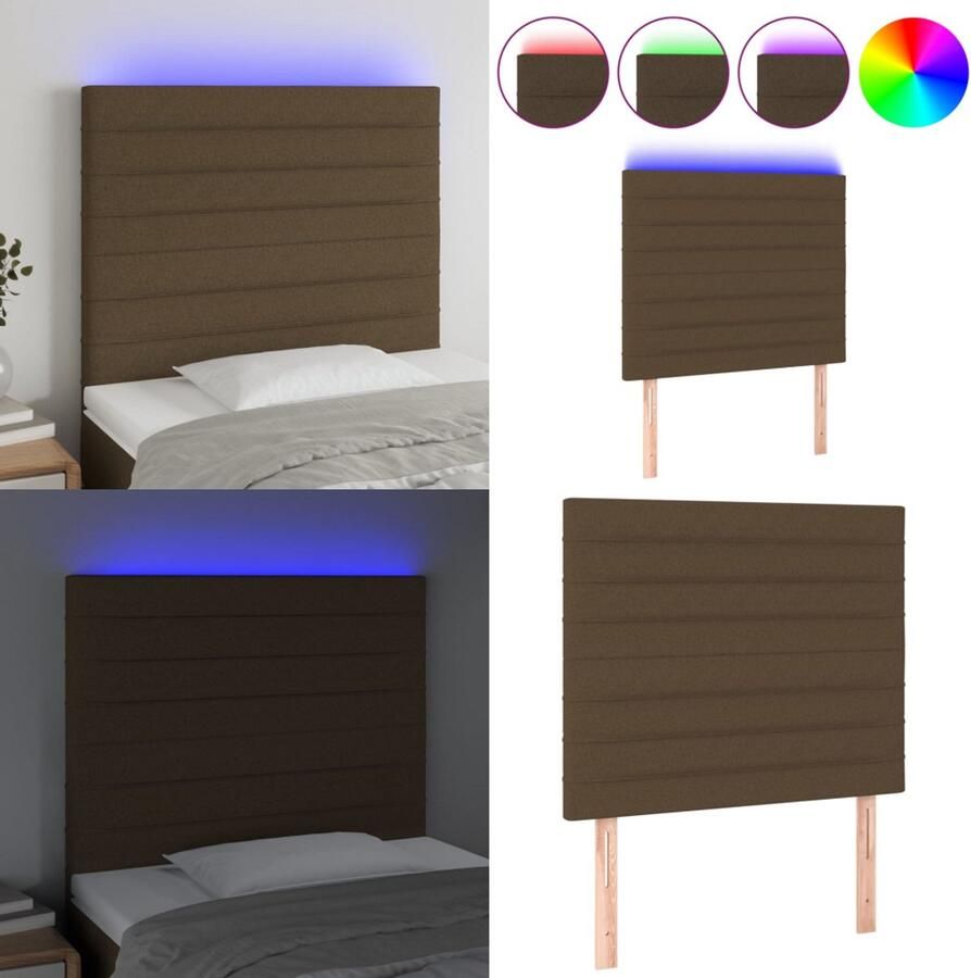 VidaXL Hoofdbord LED 100x5x118 128 cm stof donkerbruin Hoofdbord Hoofdborden Hoofdeinde Houten Hoofdbord