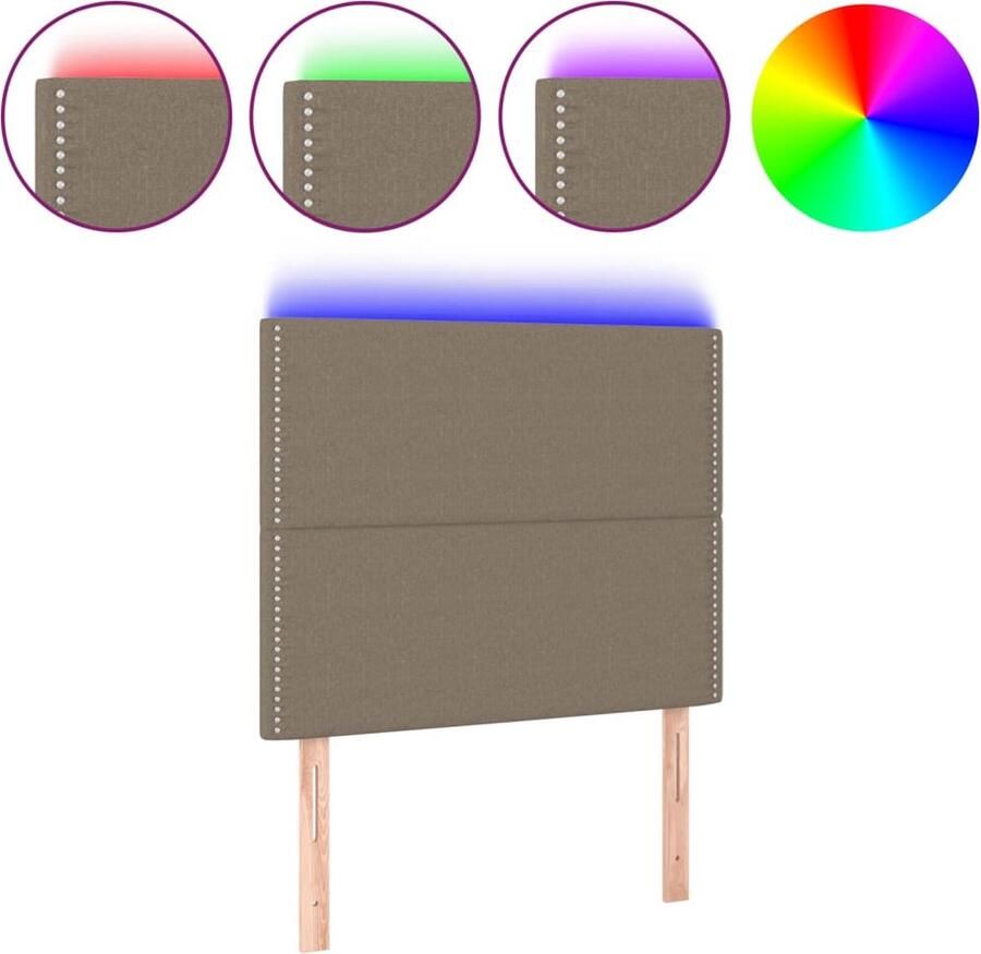 VidaXL Hoofdbord LED 90x5x118 128 cm stof taupe - Foto 2