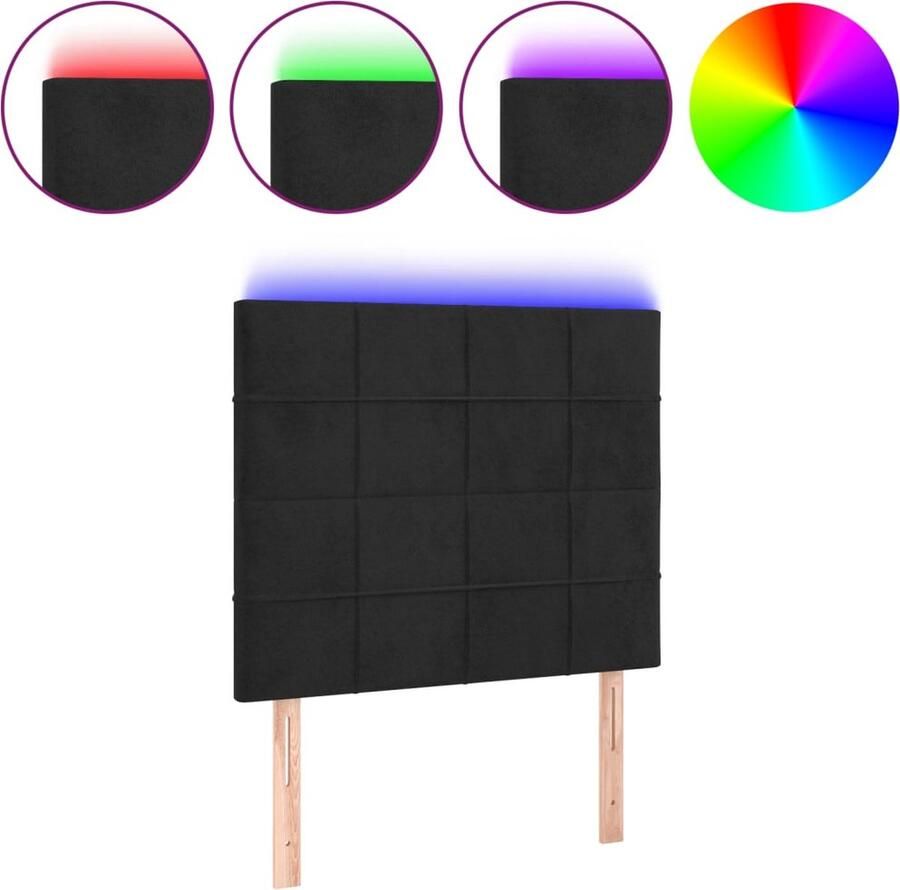 VidaXL Hoofdbord LED 100x5x118 128 cm Zwart Hoofdboard Led Hoofdbord Velvet Hoofdbord Zwarte Hoofdbord Beddecoratie Slaapkamersfeer - Foto 2