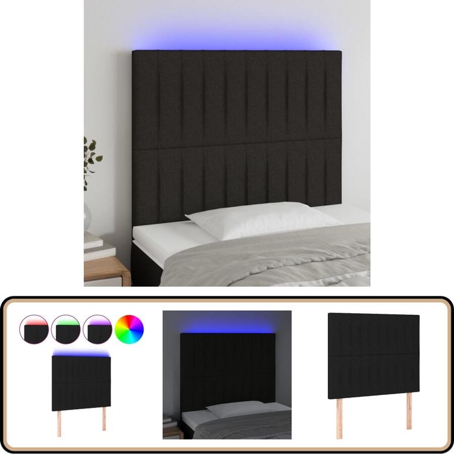 VidaXL Hoofdbord LED 100x5x118 128 cm Zwart Stof LED Hoofdbord Hoofdkussen Led Verlichting Slaap Accessoires Moderne Kamerdecoratie