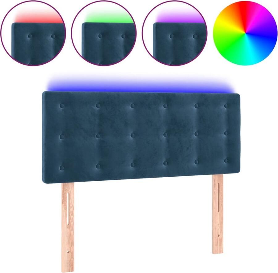 VidaXL Hoofdbord LED 80x5x78 88 cm Fluweel Donkerblauw Hoofdboard Led Headboard Velvet Headboard Blauw Hoofdbord Bedhead Slaapkamersdecoratie Nachtkastje - Foto 2