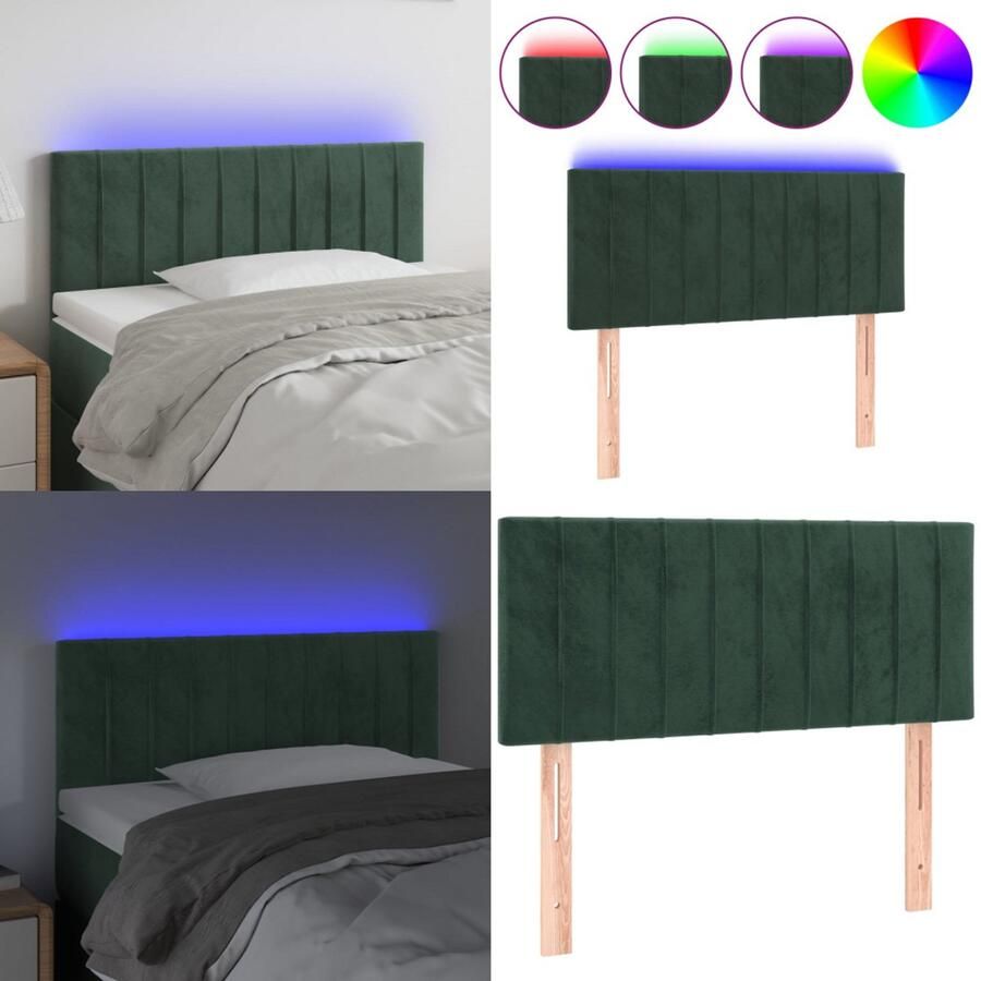 VidaXL Hoofdbord LED 100x5x78 88 cm fluweel donkergroen Hoofdbord Hoofdborden Hoofdeinde Houten Hoofdbord - Foto 1