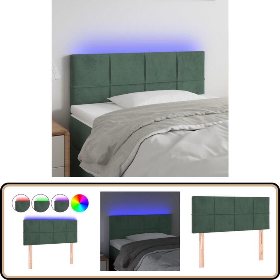 VidaXL Hoofdbord LED 100x5x78 88 cm Fluweel Donkergroen Hoofddekbed Led Hoofdbord Velvet Hoofdbord Comfortabele Hoofdsteun Dimmable Verlichting