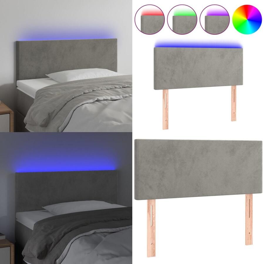 VidaXL Hoofdbord LED 100x5x78 88 cm fluweel lichtgrijs Hoofdbord Hoofdborden Hoofdeinde Houten Hoofdbord