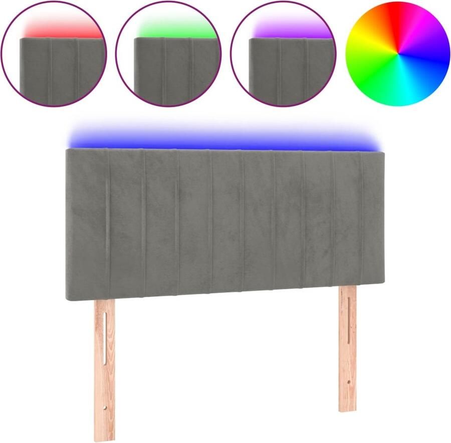 VidaXL Hoofdbord LED 80x5x78 88 cm fluweel lichtgrijs