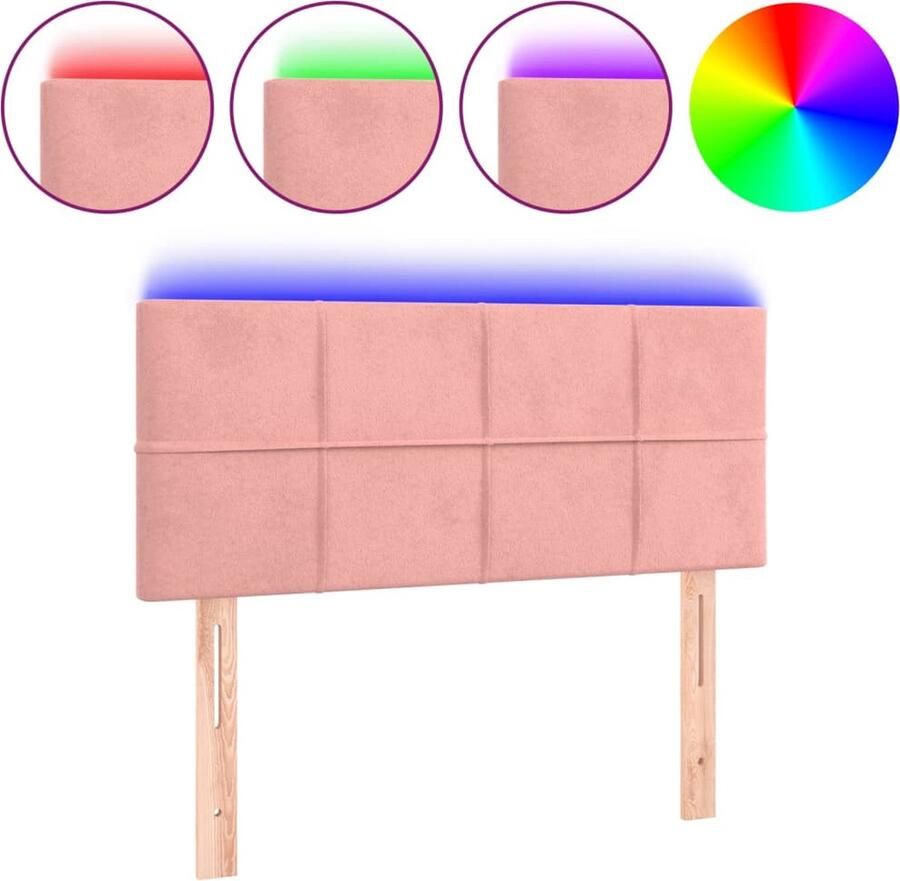 VidaXL Hoofdbord LED 80x5x78 88 cm fluweel roze - Foto 2